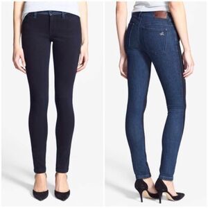 NWT DL1961 Amanda Skinny Oklahoma Black & Denim Two-Tone Jeans Size 28 Dark Wash